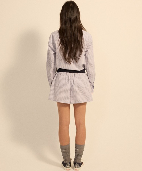 Mardi Mercredi(マルディメクルディ)の「COTTON SHORTS STRIPE CONTRAST WAISTBAND / コットン ショーツ ストライプ コントラスト ウエストバンド(その他パンツ・レディース・ピンク/ブルー・FREE)」の6枚目の写真