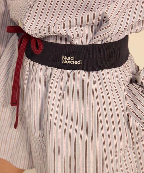 Mardi Mercredi(マルディメクルディ)の「COTTON SHORTS STRIPE CONTRAST WAISTBAND / コットン ショーツ ストライプ コントラスト ウエストバンド(その他パンツ・レディース・ピンク/ブルー・FREE)」の11枚目の写真