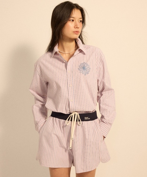 Mardi Mercredi(マルディメクルディ)の「COTTON SHORTS STRIPE CONTRAST WAISTBAND / コットン ショーツ ストライプ コントラスト ウエストバンド(その他パンツ・レディース・ピンク/ブルー・FREE)」の12枚目の写真