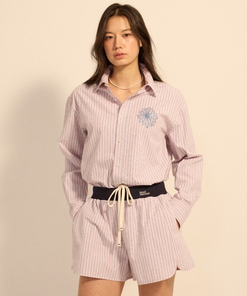 Mardi Mercredi(マルディメクルディ)の「COTTON SHORTS STRIPE CONTRAST WAISTBAND / コットン ショーツ ストライプ コントラスト ウエストバンド(その他パンツ・レディース・ピンク/ブルー・FREE)」の13枚目の写真