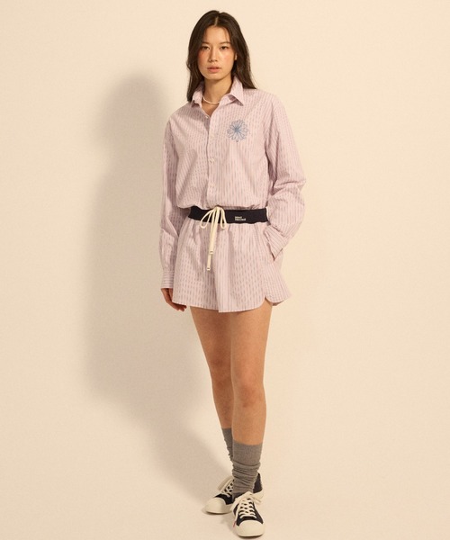 Mardi Mercredi(マルディメクルディ)の「COTTON SHORTS STRIPE CONTRAST WAISTBAND / コットン ショーツ ストライプ コントラスト ウエストバンド(その他パンツ・レディース・ピンク/ブルー・FREE)」の14枚目の写真