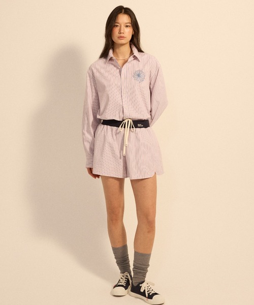Mardi Mercredi(マルディメクルディ)の「COTTON SHORTS STRIPE CONTRAST WAISTBAND / コットン ショーツ ストライプ コントラスト ウエストバンド(その他パンツ・レディース・ピンク/ブルー・FREE)」の15枚目の写真