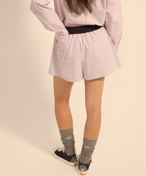 Mardi Mercredi(マルディメクルディ)の「COTTON SHORTS STRIPE CONTRAST WAISTBAND / コットン ショーツ ストライプ コントラスト ウエストバンド(その他パンツ・レディース・ピンク/ブルー・FREE)」の17枚目の写真