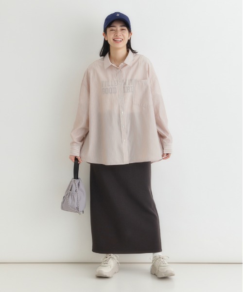 Right-on(ライトオン)の「HONEYSUCKLE ROSE(ハニーサックルローズ)ストライプビッグシャツ(シャツ/ブラウス・レディース・ホワイト×カーキブラウン/ホワイト×イエロー/ホワイト×ネイビー・M/L/S)」の7枚目の写真