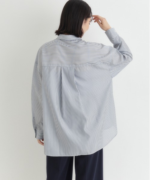 Right-on(ライトオン)の「HONEYSUCKLE ROSE(ハニーサックルローズ)ストライプビッグシャツ(シャツ/ブラウス・レディース・ホワイト×カーキブラウン/ホワイト×イエロー/ホワイト×ネイビー・M/L/S)」の11枚目の写真