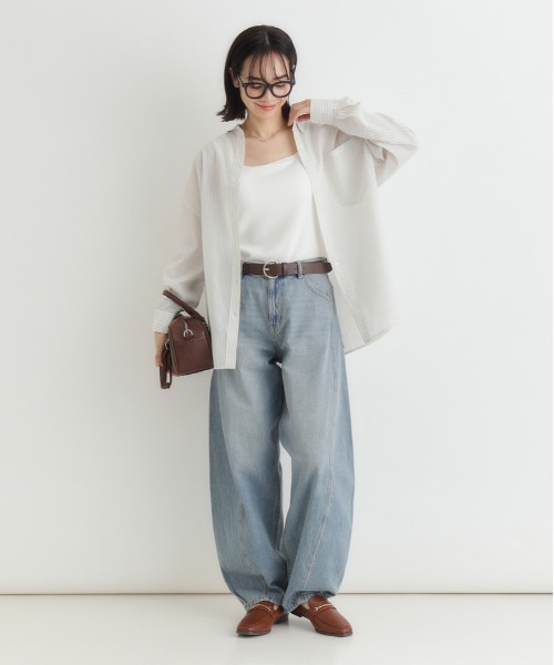 Right-on(ライトオン)の「HONEYSUCKLE ROSE(ハニーサックルローズ)ストライプビッグシャツ(シャツ/ブラウス・レディース・ホワイト×カーキブラウン/ホワイト×イエロー/ホワイト×ネイビー・M/L/S)」の12枚目の写真