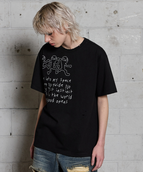 HOODHOOD(フッドフッド)の「スリーエイリアンデミジ半袖Tシャツブラック(Tシャツ/カットソー・レディース・その他・1/2)」の3枚目の写真