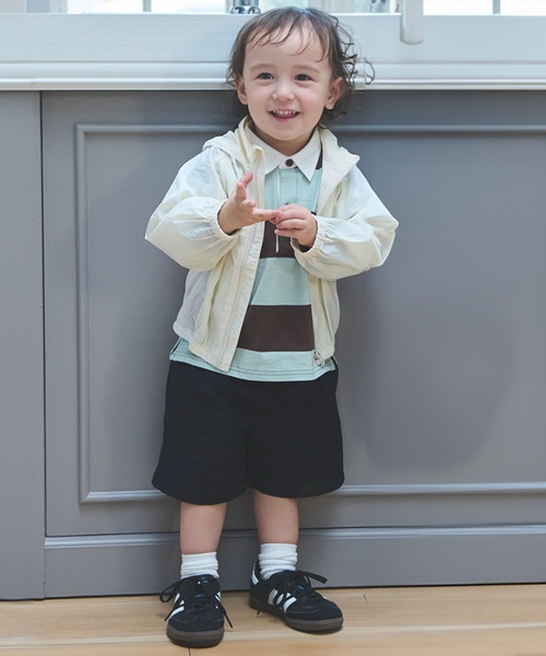 petit main（プティマイン）の「【ポケッタブル】ワッシャーウィンブレ（ナイロンジャケット・キッズ・ライトグレー/アイボリー・M/S/L）」の6枚目の写真