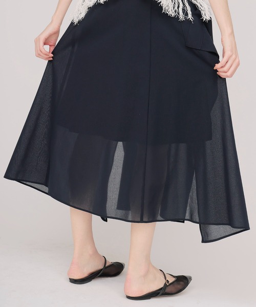 DRESSLAVE(ドレスレイブ)の「sheer irregular hem skirt(シアーイレギュラーヘムスカート)(スカート・レディース・ネイビー・38)」の6枚目の写真