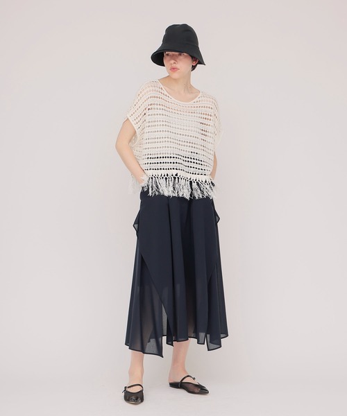 DRESSLAVE(ドレスレイブ)の「sheer irregular hem skirt(シアーイレギュラーヘムスカート)(スカート・レディース・ネイビー・38)」の7枚目の写真