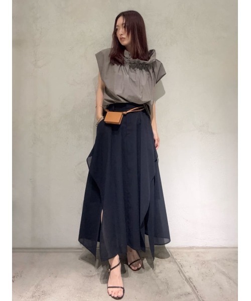 DRESSLAVE(ドレスレイブ)の「sheer irregular hem skirt(シアーイレギュラーヘムスカート)(スカート・レディース・ネイビー・38)」の16枚目の写真