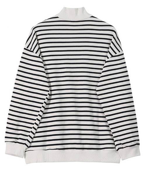 NOWLE（ノウル）の「【NOWLE】ボーダー ハーフジップ プルオーバー リブ Tシャツ / カットソー（Tシャツ/カットソー・メンズ・ホワイト・LARGE/MEDIUM/X-LARGE）」の14枚目の写真