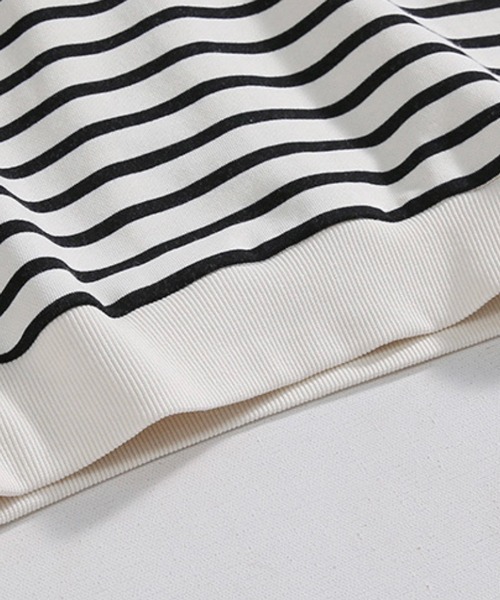 NOWLE（ノウル）の「【NOWLE】ボーダー ハーフジップ プルオーバー リブ Tシャツ / カットソー（Tシャツ/カットソー・メンズ・ホワイト・LARGE/MEDIUM/X-LARGE）」の18枚目の写真