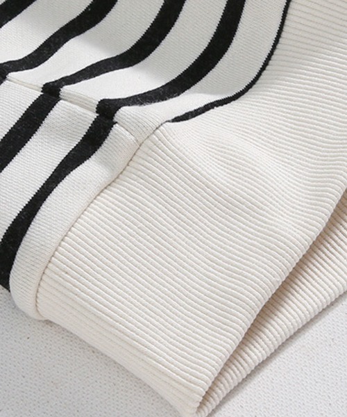 NOWLE（ノウル）の「【NOWLE】ボーダー ハーフジップ プルオーバー リブ Tシャツ / カットソー（Tシャツ/カットソー・メンズ・ホワイト・LARGE/MEDIUM/X-LARGE）」の20枚目の写真