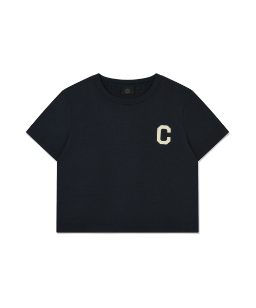 COVERNAT（カバーナット）の「ウィメンズクロップクールコットンCロゴTシャツネイビー（Tシャツ/カットソー・レディース・その他・WS/WM）」の2枚目の写真