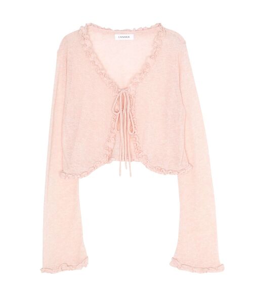 CALNAMUR(カルナムール)の「フリルカラーカーデ(ニット/セーター・レディース・ブルー/イエロー/ピンク・FREE)」の6枚目の写真