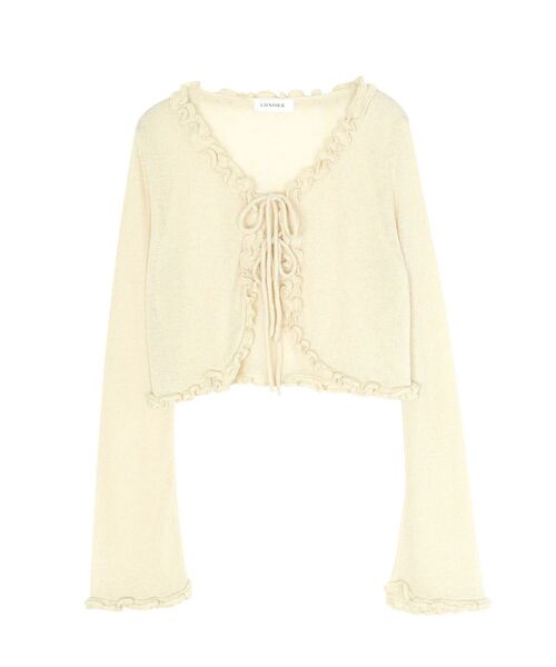 CALNAMUR(カルナムール)の「フリルカラーカーデ(ニット/セーター・レディース・ブルー/イエロー/ピンク・FREE)」の4枚目の写真