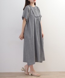 YARRA（ヤラ）の「YARRA 綿100% ストライプワンピース インド産コットン使用 半袖（ワンピース）」