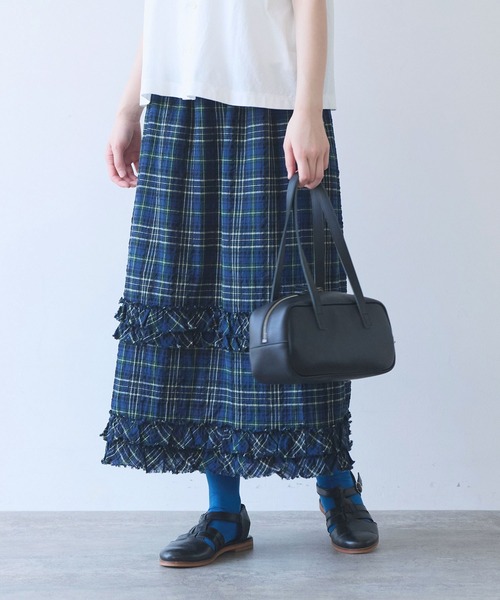 bulle de savon（ビュルデサボン）の「サッカー タータンチェック furi furi スカート（スカート・レディース・ネイビー/レッド・FREE）」の2枚目の写真