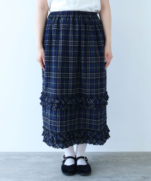 bulle de savon（ビュルデサボン）の「サッカー タータンチェック furi furi スカート（スカート・レディース・ネイビー/レッド・FREE）」の8枚目の写真