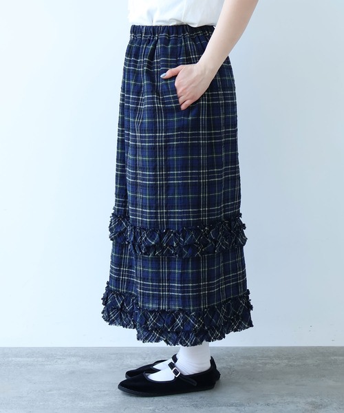 bulle de savon（ビュルデサボン）の「サッカー タータンチェック furi furi スカート（スカート・レディース・ネイビー/レッド・FREE）」の9枚目の写真