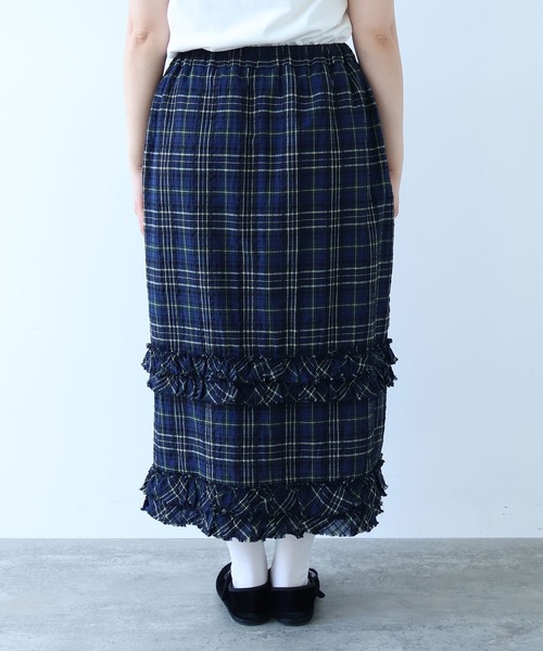 bulle de savon（ビュルデサボン）の「サッカー タータンチェック furi furi スカート（スカート・レディース・ネイビー/レッド・FREE）」の10枚目の写真