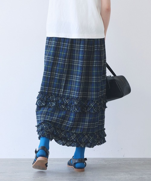 bulle de savon（ビュルデサボン）の「サッカー タータンチェック furi furi スカート（スカート・レディース・ネイビー/レッド・FREE）」の18枚目の写真