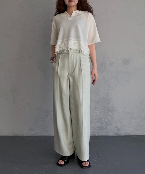 &g'aime(アンジェム)の「【&g'aime】ループ切替ショートポロニット LOOP SWITCH SHORT POLO KNIT(ニット/セーター・レディース・ブラック/ネイビー/オフホワイト・FREE)」の12枚目の写真