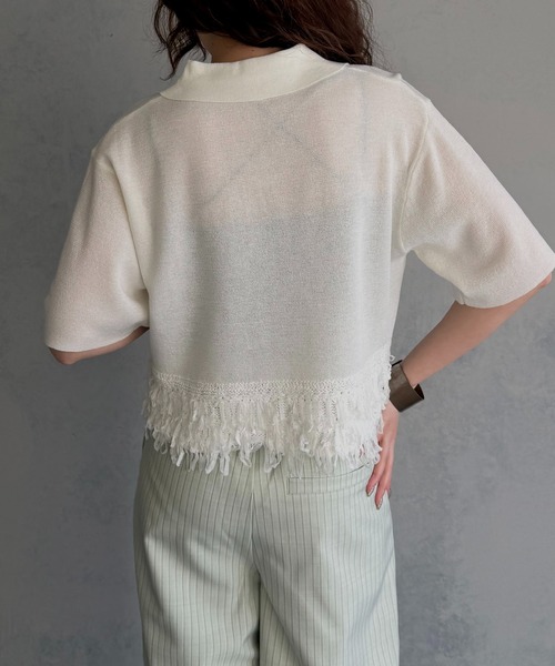&g'aime(アンジェム)の「【&g'aime】ループ切替ショートポロニット LOOP SWITCH SHORT POLO KNIT(ニット/セーター・レディース・ブラック/ネイビー/オフホワイト・FREE)」の10枚目の写真