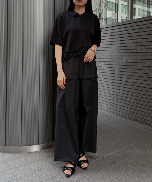 &g'aime(アンジェム)の「【&g'aime】ループ切替ショートポロニット LOOP SWITCH SHORT POLO KNIT(ニット/セーター・レディース・ブラック/ネイビー/オフホワイト・FREE)」の22枚目の写真