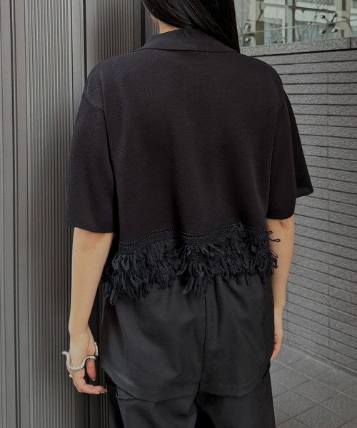 &g'aime(アンジェム)の「【&g'aime】ループ切替ショートポロニット LOOP SWITCH SHORT POLO KNIT(ニット/セーター・レディース・ブラック/ネイビー/オフホワイト・FREE)」の20枚目の写真