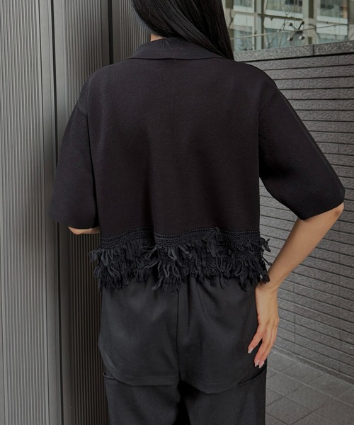 &g'aime(アンジェム)の「【&g'aime】ループ切替ショートポロニット LOOP SWITCH SHORT POLO KNIT(ニット/セーター・レディース・ブラック/ネイビー/オフホワイト・FREE)」の21枚目の写真