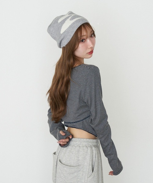 RAY CASSIN（レイカズン）の「ロゴビーニー（ニットキャップ/ビーニー・レディース・グレー/ブラック・FREE）」の15枚目の写真