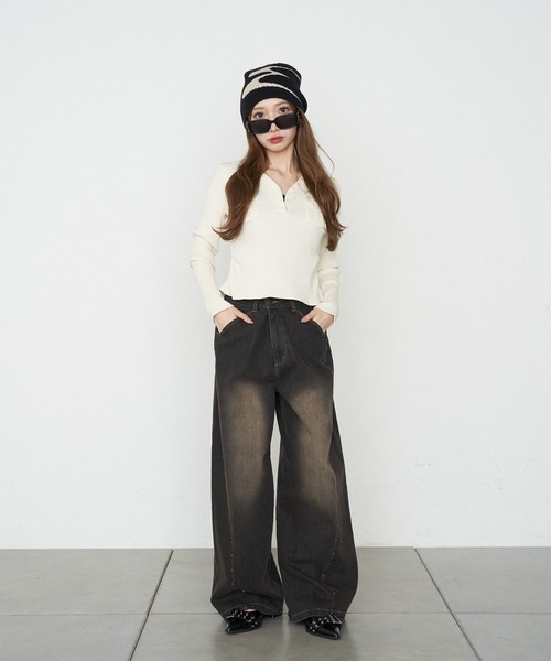 RAY CASSIN（レイカズン）の「ロゴビーニー（ニットキャップ/ビーニー・レディース・グレー/ブラック・FREE）」の10枚目の写真