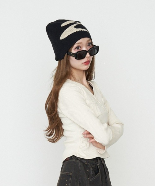 RAY CASSIN（レイカズン）の「ロゴビーニー（ニットキャップ/ビーニー・レディース・グレー/ブラック・FREE）」の12枚目の写真
