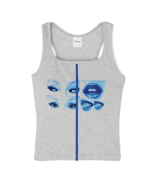 ROYAL FLASH(ロイヤルフラッシュ)の「MITSUKI/ミツキ/Face Print Tanktop(タンクトップ・レディース・ホワイト/グレー・F)」の4枚目の写真