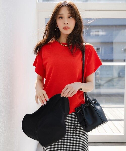 ANY SIS(エニィスィス)の「【and GIRL掲載/アイスタッチ】フレンチスリーブ ニット(ニット/セーター・レディース・ネイビー系/ブラック系2/ホワイト系/レッド系/スカイブルー系/ホワイト系2/ブルー系/黄土色系/ライトグレー系/ワイン系/ベージュ系2/グレー系2・X-SMALL)」の11枚目の写真