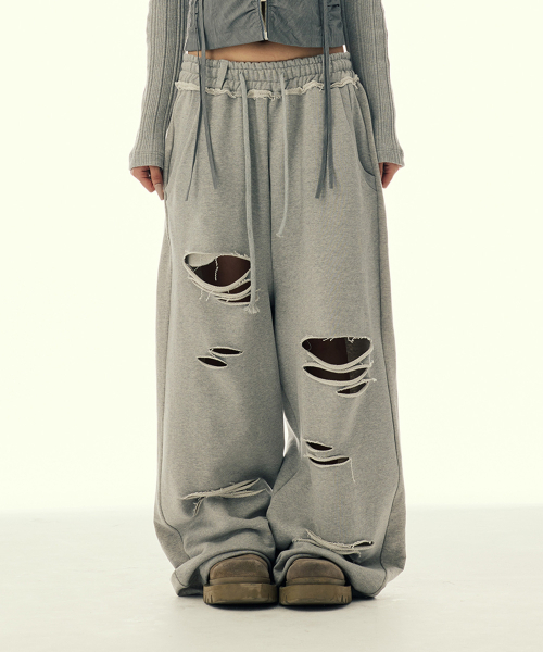 セール】STITCHED BOLD LOGO SWEAT PANTS_GREY（スウェットパンツ