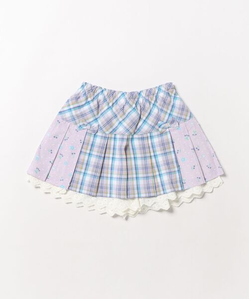 KP（ケーピー）の「先染チェック×ドビー織プリント プリーツスカパン（その他パンツ・キッズ・ピンク/ラベンダー・100cm/120cm/130cm/110cm/140cm）」の2枚目の写真