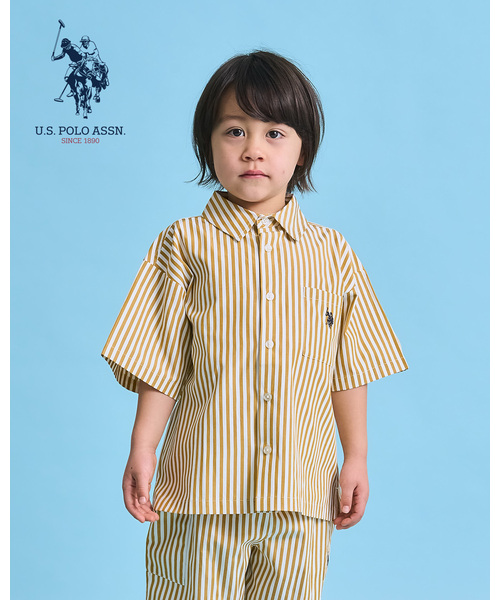 b・ROOM（ビールーム）の「【U.S. POLO ASSN.】【セットアップ可】半袖リラックスシャツ（シャツ/ブラウス・キッズ・ブルー/ネイビー/ブラック/ブルーグリーン/ベージュ系その他・140cm/130cm/110cm/120cm/150cm/100cm）」の2枚目の写真