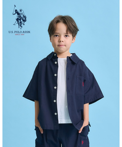 b・ROOM（ビールーム）の「【U.S. POLO ASSN.】【セットアップ可】半袖リラックスシャツ（シャツ/ブラウス・キッズ・ブルー/ネイビー/ブラック/ブルーグリーン/ベージュ系その他・140cm/130cm/110cm/120cm/150cm/100cm）」の3枚目の写真