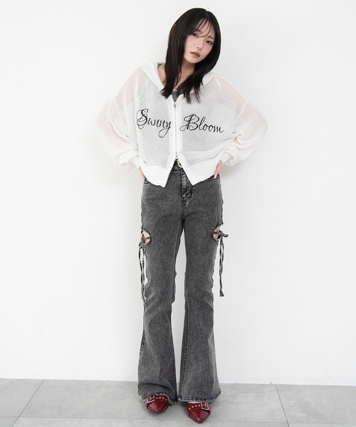 WEGO（ウィゴー）の「WEGO/【26年春夏新作】刺繍ロゴメッシュニットパーカー（パーカー・レディース・ホワイト/グレー系その他5・FREE）」の13枚目の写真
