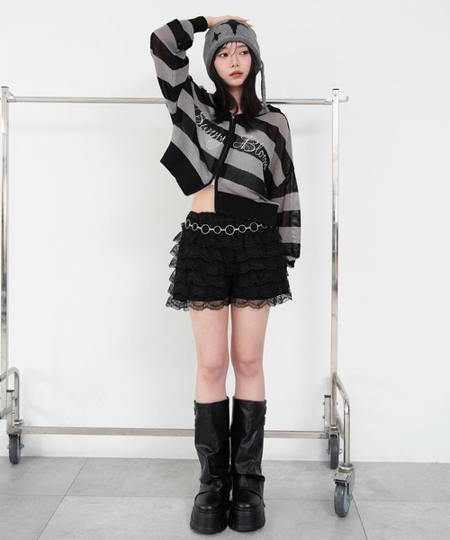WEGO（ウィゴー）の「WEGO/【26年春夏新作】刺繍ロゴメッシュニットパーカー（パーカー・レディース・ホワイト/グレー系その他5・FREE）」の14枚目の写真