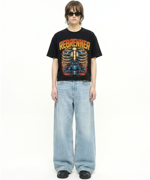 REBRENNER(リブレンナー)の「DTFモータースクールコットンクロップ半袖Tシャツホワイト(Tシャツ/カットソー・メンズ・ホワイト・MEDIUM/LARGE/X-LARGE)」の4枚目の写真