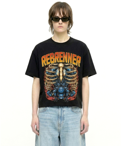 REBRENNER(リブレンナー)の「DTFモータースクールコットンクロップ半袖Tシャツホワイト(Tシャツ/カットソー・メンズ・ホワイト・MEDIUM/LARGE/X-LARGE)」の5枚目の写真