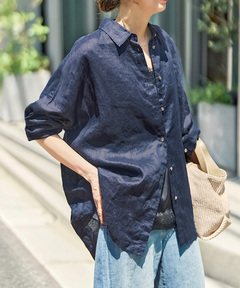 美品　Spick & Span 80リネンカシュクール ビッグシャツ 追加》 80リネンカシュクール ビッグシャツ（シャツ/ブラウス）｜Spick