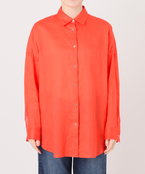 Spick & Span(スピックアンドスパン)の「《全15色 / 追加》 80リネンカシュクール ビッグシャツ(シャツ/ブラウス・レディース・オレンジ/ベージュ系その他/ライトイエロー/ブラウン/サックスブルー/ホワイト/バーガンディー/その他14/ネイビー/ブラックミックス/マルチ・FREE)」の15枚目の写真