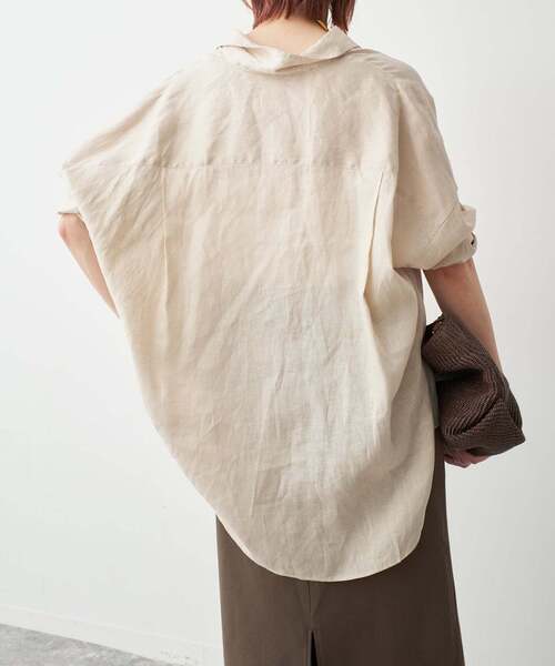 Spick & Span(スピックアンドスパン)の「《全15色 / 追加》 80リネンカシュクール ビッグシャツ(シャツ/ブラウス・レディース・オレンジ/ベージュ系その他/ライトイエロー/ブラウン/サックスブルー/ホワイト/バーガンディー/その他14/ネイビー/ブラックミックス/マルチ・FREE)」の20枚目の写真