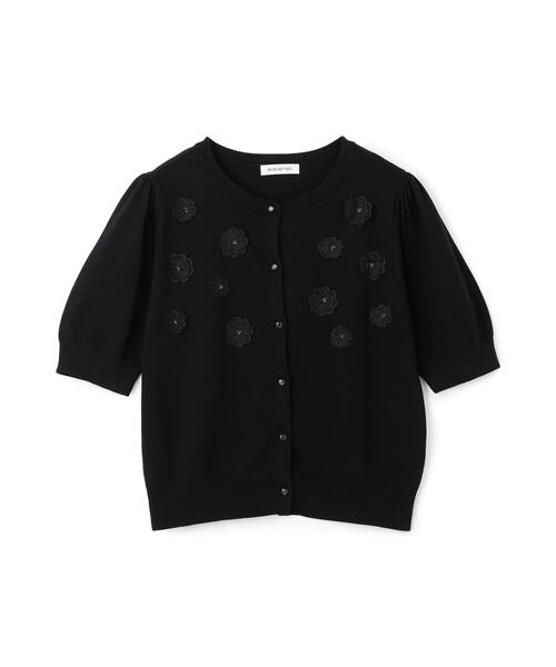 NATURAL BEAUTY BASIC(ナチュラルビューティーベーシック)の「フラワーモチーフカーディガン(カーディガン/ボレロ・レディース・ブラック/グレー系その他/オフホワイト・フリ-)」の7枚目の写真