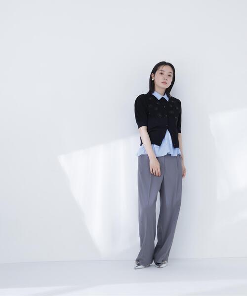 NATURAL BEAUTY BASIC(ナチュラルビューティーベーシック)の「フラワーモチーフカーディガン(カーディガン/ボレロ・レディース・ブラック/グレー系その他/オフホワイト・フリ-)」の12枚目の写真